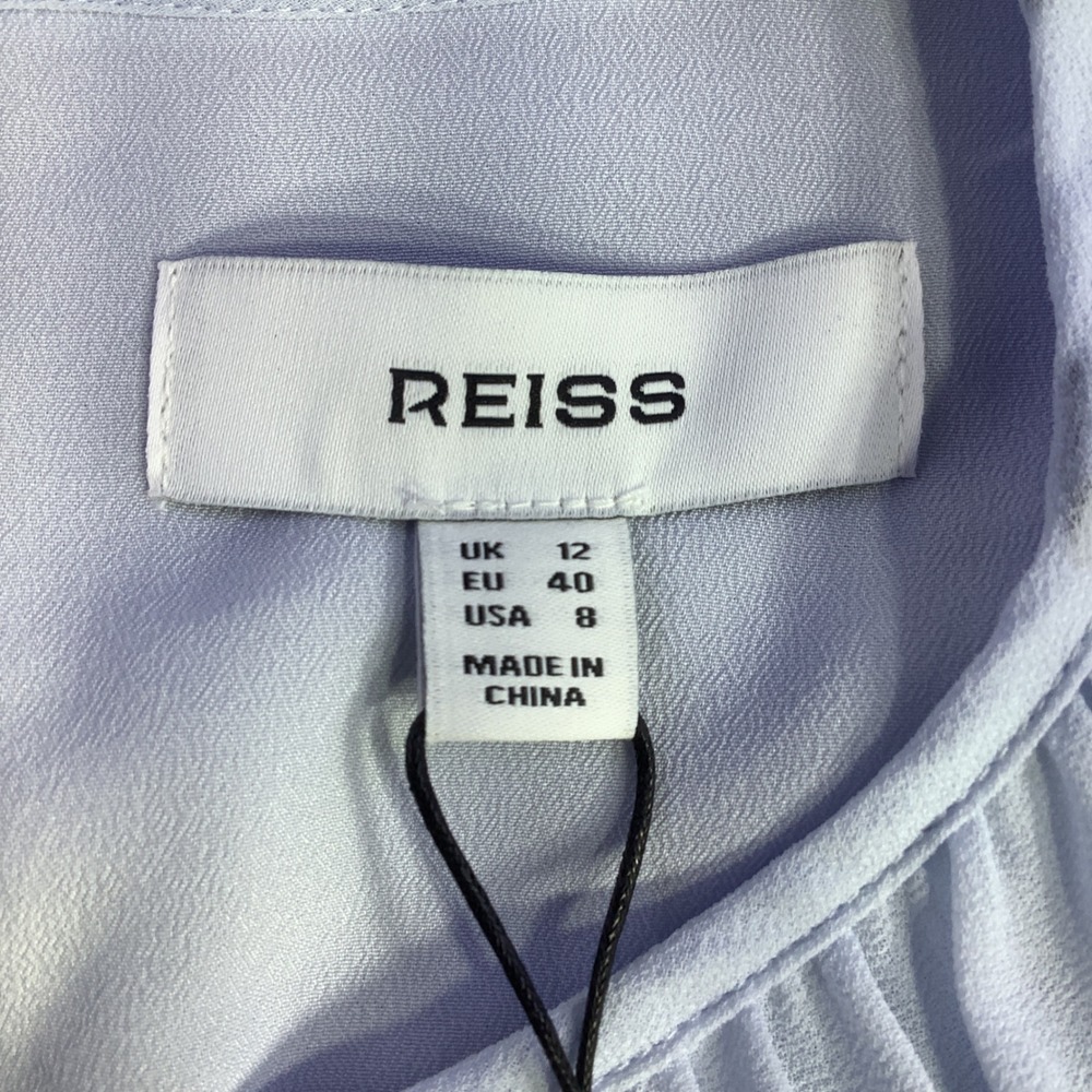 Reiss Tori Color Block Pleated Midi Dress Blue Navy Long Sleeve Belted US 8 NWT‎ - Picture 7 of 16